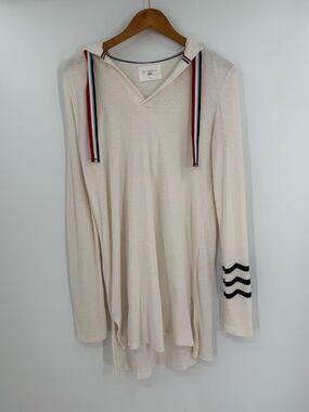 Sol Angeles Hooded Terry Tunic Dress Beach Cover Up | Cream | XS